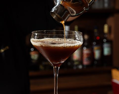 espresso martini being poured