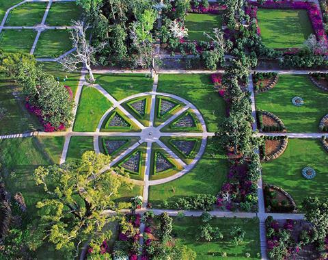 Aerial view of Sundial Garden at Middleton Place