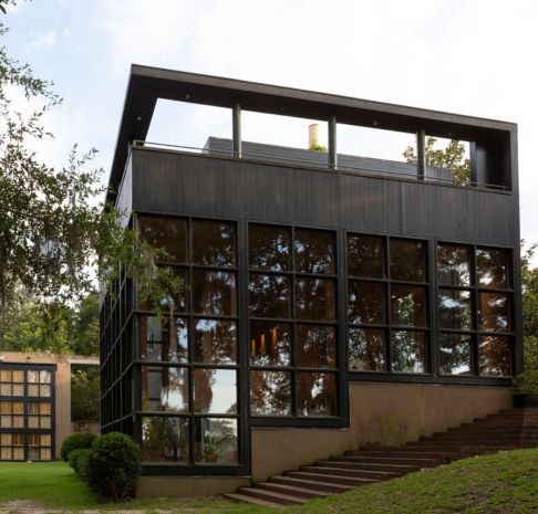 The outside of a building with lots of glass