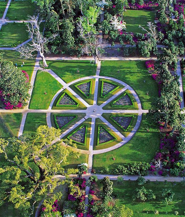 aerial view of sundial garden